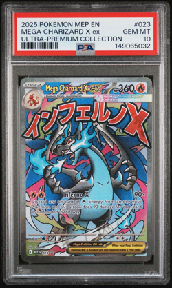 2025 POKEMON MEP EN-ME BLACK STAR PROMO #023 MEGA CHARIZARD X EX PSA 10 - Image 1