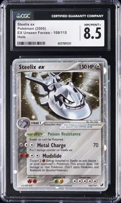 2005 POKEMON EX UNSEEN FORCES - HOLO #109/115 STEELIX EX CGC 8.5 - Image 1