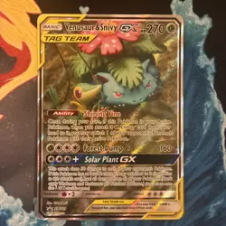 Venusaur and Snivy GX SM229 Pokemon Tag Team Promo Holo Full Art Great Condition - Image 1