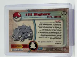 RHYHORN 1999 TOPPS POKEMON TV ANIMATION SERIES 2 BLUE LOGO A 111 Q0899 - Image 2