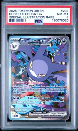 2025 Pokemon Destined Rivals #234 Rocket's Crobat Ex PSA 8 - Image 1