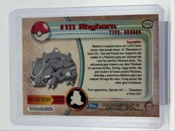 RHYHORN 1999 TOPPS POKEMON TV ANIMATION SERIES 2 BLUE LOGO 111 Q0899 - Image 2