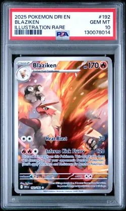 2025 Pokemon Dri En-Destined Rivals #192 Blaziken Illustration Rare PSA 10 - Image 1