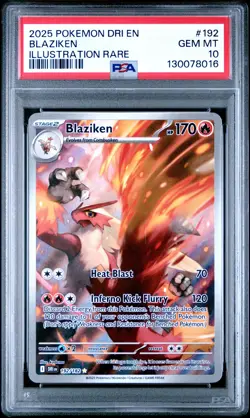 2025 Pokemon Dri En-Destined Rivals #192 Blaziken Illustration Rare PSA 10 - Image 1