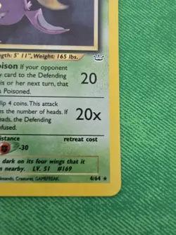 2001 POKEMON TCG NEO REVELATION 4/64 CROBAT UNLIMITED HOLO RARE NEAR MINT - Image 4