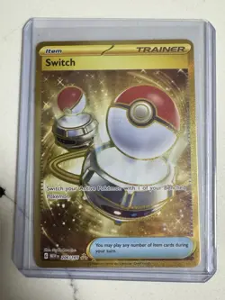 Pokemon Switch Trainer Gold Secret Rare Full Art Holo 206/165 Brilliant Stars - Image 1