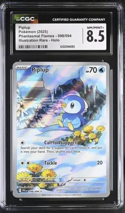 Piplup *CGC 8.5* Illustration Rare *Phantasmal Flames* #98 * Pokemon - Image 1