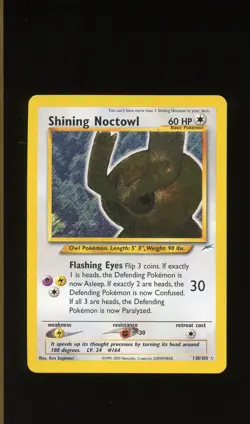 2002 POKEMON NEO DESTINY UNLIMITED HOLO SHINING NOCTOWL 110/105 MP - Image 1