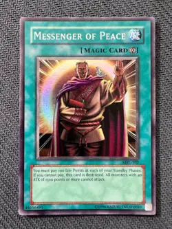 Yugioh Messenger of Peace Unlimited Edition Super Rare MRL-102 MP damaged - Image 1