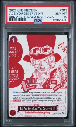 ONE PIECE EN ACE/YOU DESERVED IT 3RD ANNI TREASURE CP Sabo Manga Event PSA 10 💎 - Image 1