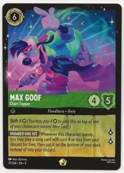 Disney Lorcana Max Goof - Chart Topper Legendary Fabled Regular 77/204 - Image 1