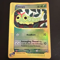 Caterpie 96/165 Reverse Holo Common Expedition Pokemon Card 2002 LP - Image 1
