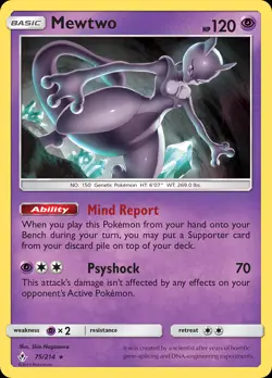 Mewtwo 75/214 Rare | Unbroken Bonds | Pokemon Card - Image 1