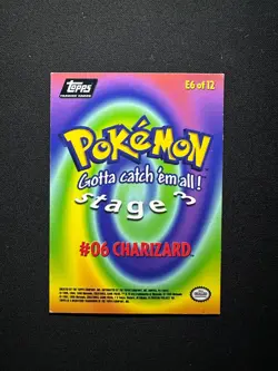 Black Logo 2nd Print topps Pokemon The First Movie Rainbow Foil E6 Charizard - Image 2