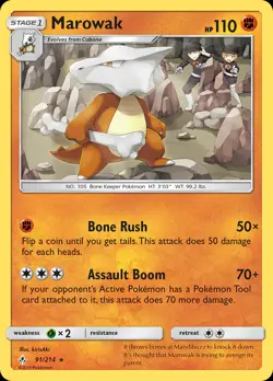 Marowak 91/214 Rare | Unbroken Bonds | Pokemon Card - Image 1