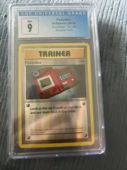 2016 Pokemon Evolutions Pokedex Trainer Reverse Holo Card #82/108 CGC 9 MINT - Image 1