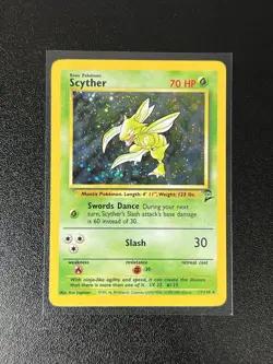 Pokemon Scyther Base Set 2 Holo Rare 17/130 2000 Swirl LP - Image 1