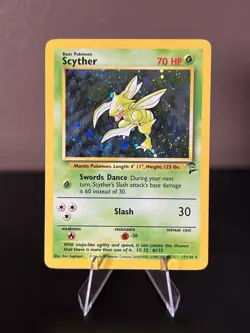 Pokemon Scyther Base Set 2 Holo Rare 17/130 2000 Swirl LP - Image 3