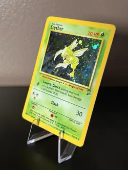 Pokemon Scyther Base Set 2 Holo Rare 17/130 2000 Swirl LP - Image 5