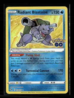 Pokemon 2022 GO Radiant Blastoise #18/78 - Image 1