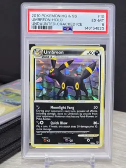 Pokemon Umbreon #10 Heartgold & Soulsilver 2010 Undaunted Cracked Ice Holo PSA 6 - Image 1