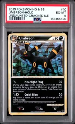 Pokemon Umbreon #10 Heartgold & Soulsilver 2010 Undaunted Cracked Ice Holo PSA 6 - Image 3