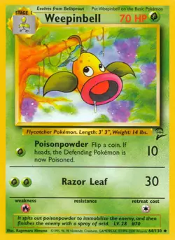 Weepinbell 64/130 Uncommon | Base Set 2 | Pokemon Card - Image 1