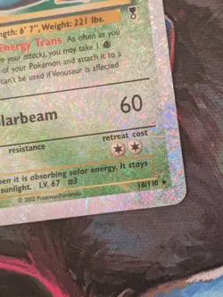 2002 Pokemon Legendary Collection Venusaur Reverse Holo Foil 18/110 - HP - Image 3