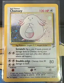 Pokemon TCG ChanseyvBase Set 2 Holo Rare 3/130 English - Image 1
