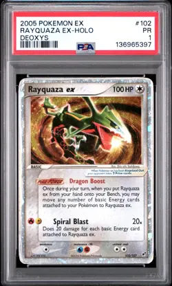 PSA 1 PR 2005 Pokemon EX Deoxys Rayquaza EX Holo Foil 102/107 Rare - Image 1