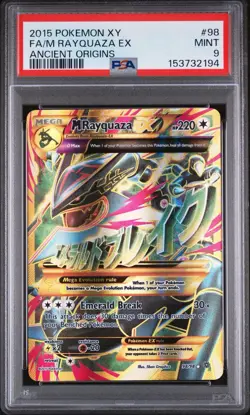 2015 POKEMON XY ANCIENT ORIGINS FULL ART ULTRA RARE #98 MEGA RAYQUAZA EX PSA 9 - Image 1