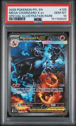 2025 POKEMON PFL EN-PHANTASMAL FLAMES #125 MEGA CHARIZARD X EX PSA 10 - Image 1