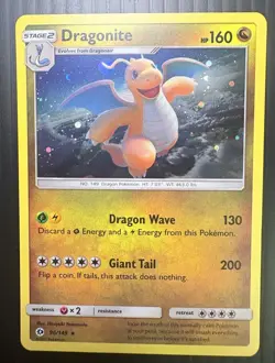 Pokemon TCG Dragonite Sun & moon Base Set 96/149 Holo Rare Card NM - Image 1