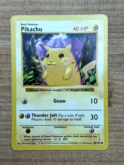 Pikachu (Yellow Cheeks) 58/102 Pokemon TCG Base Set Unlimited Shadowless - LP - Image 1