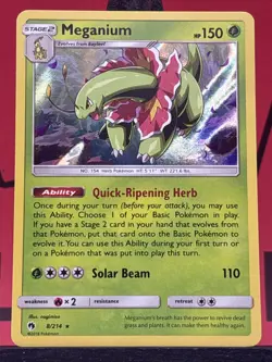 Meganium 8/214 Sm Lost Thunder Holo Pokemon Card NM - Image 3