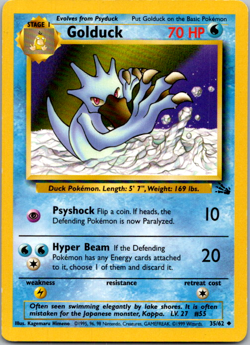 Pokemon TCG Golduck 35/62 Fossil Set WOTC Unlimited MP 1999 Vintage - Image 1