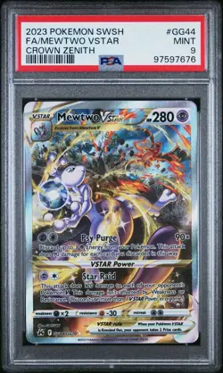 2023 POKEMON SWORD & SHIELD CROWN ZENITH #GG44 FULL ART/MEWTWO VSTAR PSA 9 - Image 1