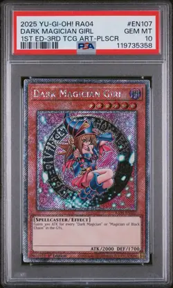 2025 YU-GI-OH! RA04-QUARTER CENTURY STAMPEDE #EN107 DARK MAGICIAN GIRL PSA 10 - Image 1