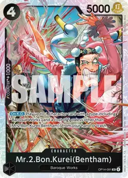 Mr.2.Bon.Kurei (Bentham) SR The Azure Sea's Seven OP14-091 NM - Image 1