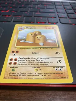 Pokemon Card TCG Dugtrio Base Set 19/102 4th Print 1999-2000 Rare WOTC Vintage - Image 2