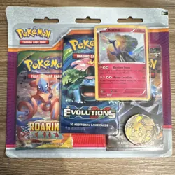 Pokemon Roaring Skies & Evolutions Booster Box Xerneas Foil Card Pikachu Coin - Image 1