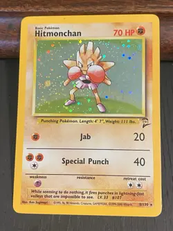 Pokemon Card - Hitmonchan Base Set 2 Holo Rare 8/130 - Image 1