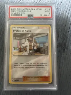 2017 Pokemon Sun & Moon Professor Kukui Reverse Foil Trainer Card #128 PSA 9 MT - Image 1