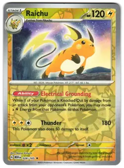 Raichu 026/165 Reverse Holo SV: Scarlet & Violet 151 Pokemon TCG - Image 1