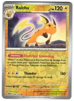 Raichu 026/165 Reverse Holo SV: Scarlet & Violet 151 Pokemon TCG - Image 1