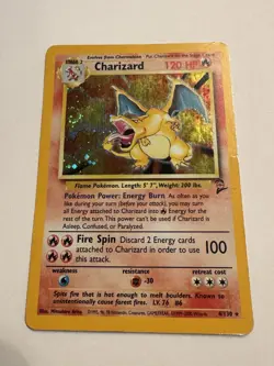 Pokemon Base Set 2 Holofoil Card - Charizard 4/130 Heavily Played Swirl - Image 1