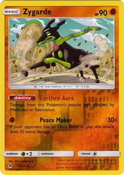 x4 Zygarde - 71/131 - Uncommon - Reverse Holo Pokemon SM6 Forbidden Light M/NM - Image 1