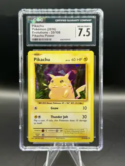 CGC 7.5 Pikachu Cracked Ice Holo #35/108 Pokemon XY Evolutions Deck Exclusive - Image 1