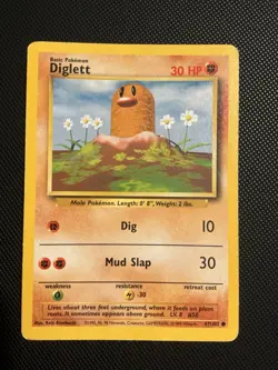 1999 Pokemon Base Set Diglett 47/102 Error Misprint Sideways Fighting Energy LP - Image 1