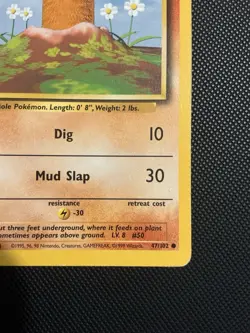 1999 Pokemon Base Set Diglett 47/102 Error Misprint Sideways Fighting Energy LP - Image 4
